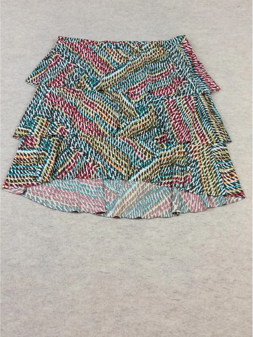 Nine West Women's Medium Multicolor Patterned Ruffle Skirt
